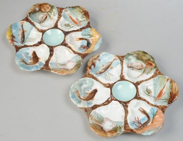 Pr. 19th C. Haviland Limoges French Oyster Plates