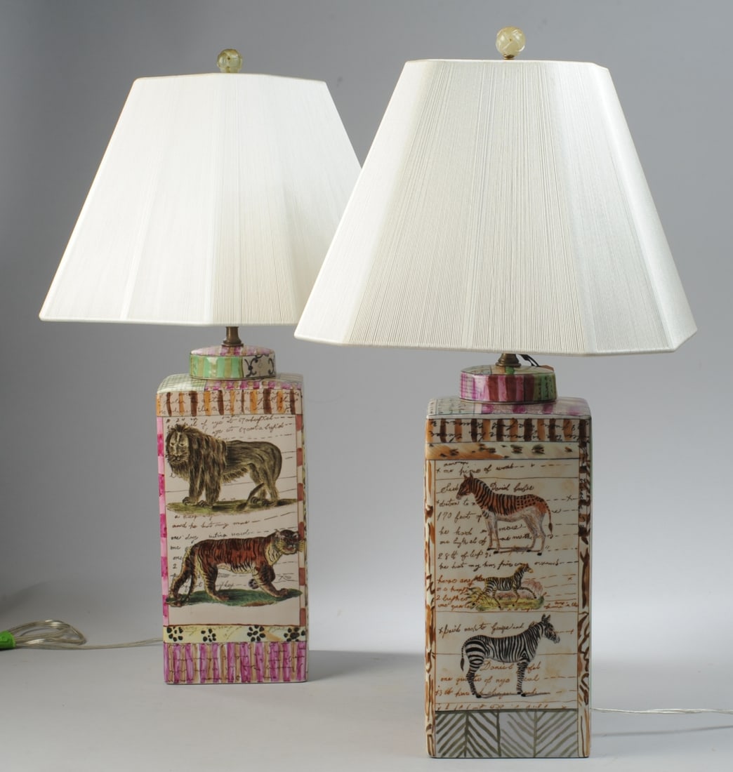 Pair Signed John Derian Animal Lamps (1 of 10)