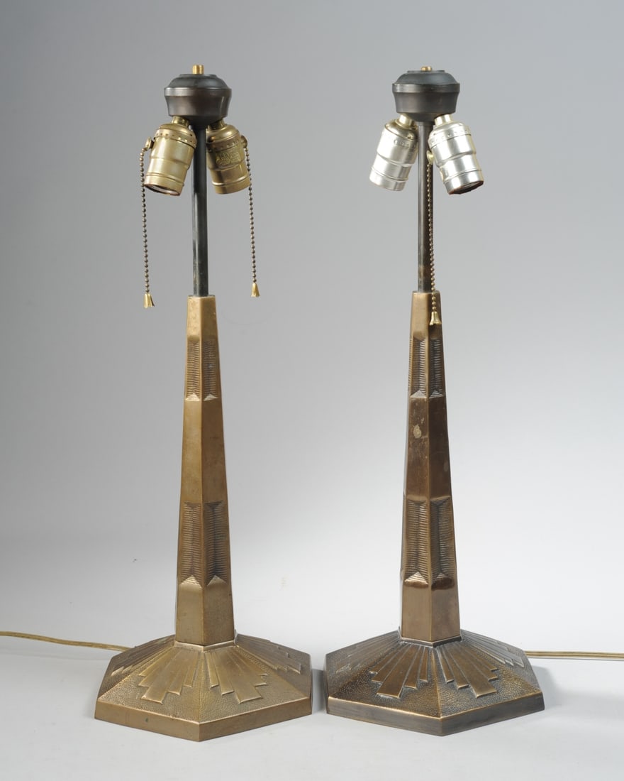 Pair  Art Deco Brass Table Lamps (1 of 5)
