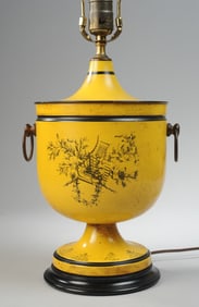 Vintage Neoclassical Mustard Tole Lamp