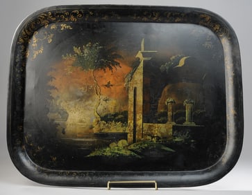 19th C. Large Tole Painted Tray