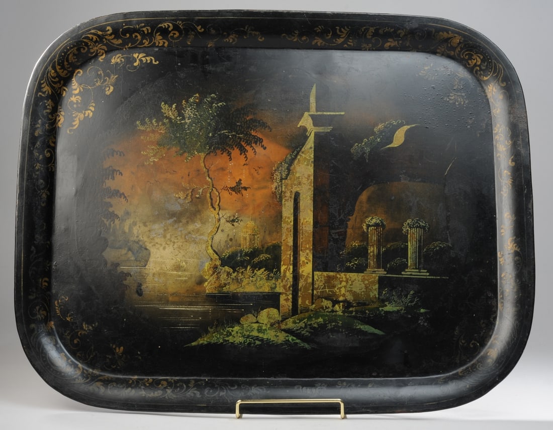19th C. Large Tole Painted Tray (1 of 4)