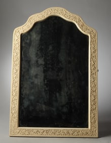 Vintage Moroccan Carved Enameled Wood Mirror