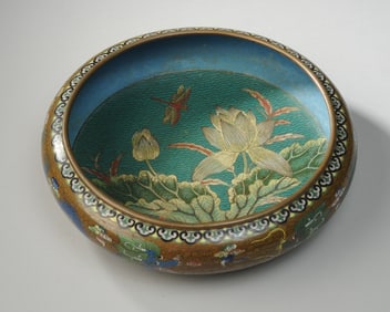 Antique Chinese Cloisonne Dragon Bowl