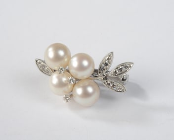 14K White Gold Pearl & Diamond Enhancer