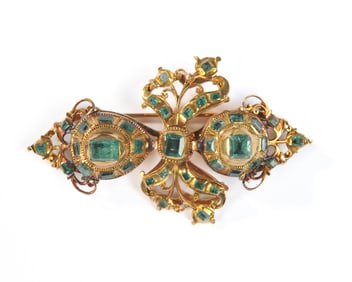 14K Gold & Emerald Brooch