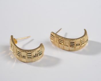 14K Gold J Hoop Earrings