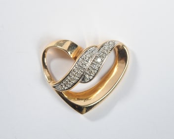 14K Gold & Diamond Heart Slide Pendant