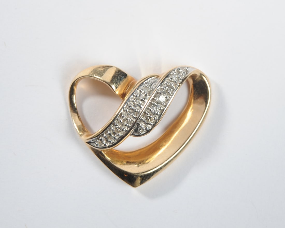 14K Gold & Diamond Heart Slide Pendant (1 of 2)