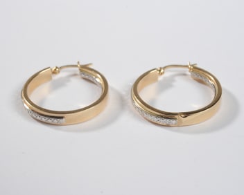 Pair 14K Yellow & White Gold Earrings