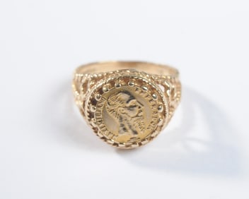 14K Gold Coin Ring