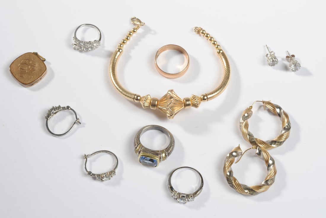 Silver and Gold-Filled Jewelry Mixed Grouping: Longest (bracelet): approx. 2 3/4". PLEASE NOTE: First-time buyers of gold or silver may be required to pay by check or bank wire transfer; Credit card payments may not be accepted for these transacti