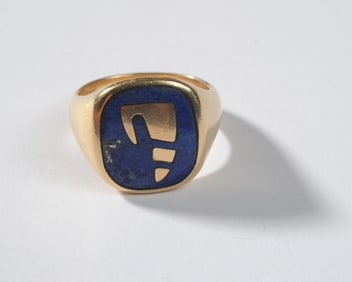 14K Yellow Gold & Lapis Men's Ring