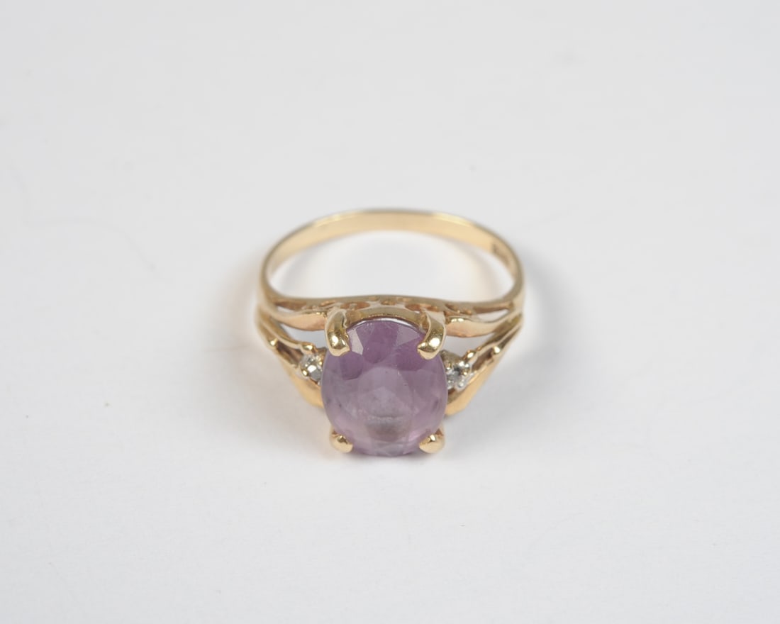10K Gold Amethyst & Diamond Ring (1 of 3)