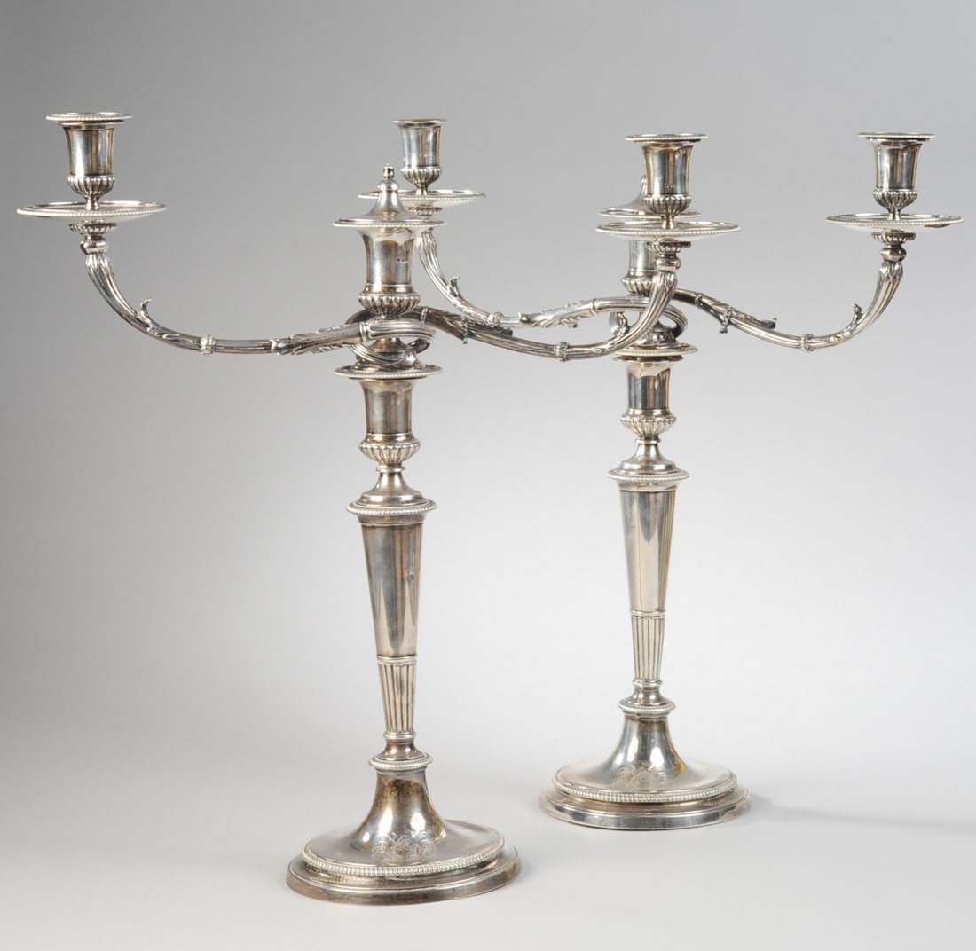 Pair George III Sterling Silver Candelabra