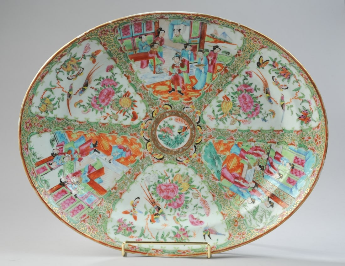 18.5" Chinese Rose Medallion Platter, 19th C. (1 of 8)