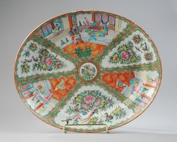 18" Chinese Rose Medallion Platter, 19th C.
