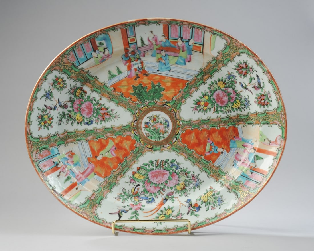 18" Chinese Rose Medallion Platter, 19th C. (1 of 9)