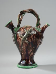 19th C. Mafra Portuguese Palissy Ware Ewer