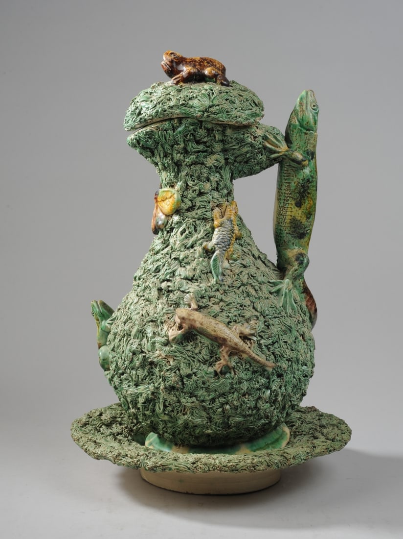 19th C. Mafra Portuguese Palissy Ware Ewer (1 of 19)