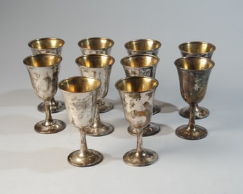 Ten Wallace Sterling Silver Goblets