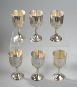 Six Sterling Silver Goblets