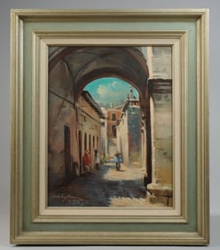 1975 Oil Painting, Mexican Scene, Illegibly Signed