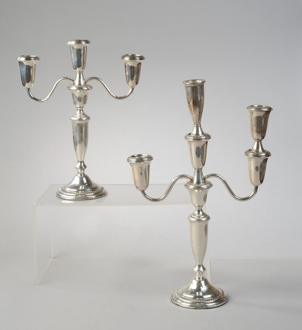 Two Weighted Sterling Silver Candelabra (1 of 3)
