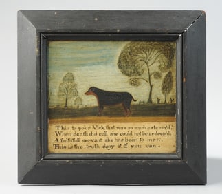 Best 19th C. Folk Art Painting of Dog: "Poor Vick"
