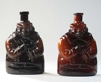 Pair 19th C. Van Dunck's Genever Coachman Bottles