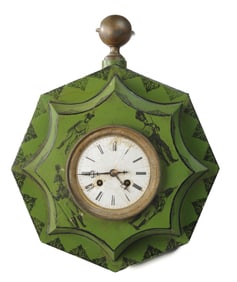 19th C. French Tole Bouillotte Wall Clock