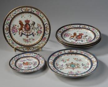 Set of 5 Antique French Samson Armorial Plates+