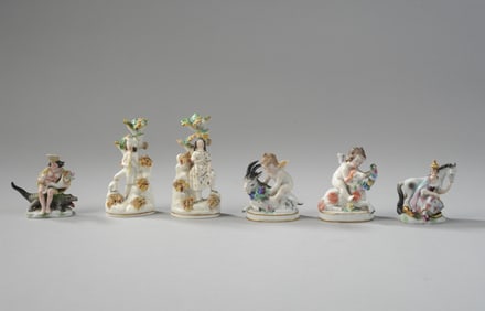 Six Diminutive Continental Porcelain Figures