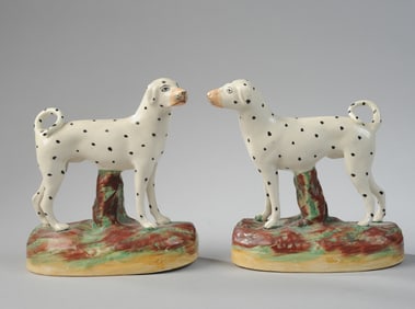 Pair 19th C. of Staffordshire Pottery Dalmatian
