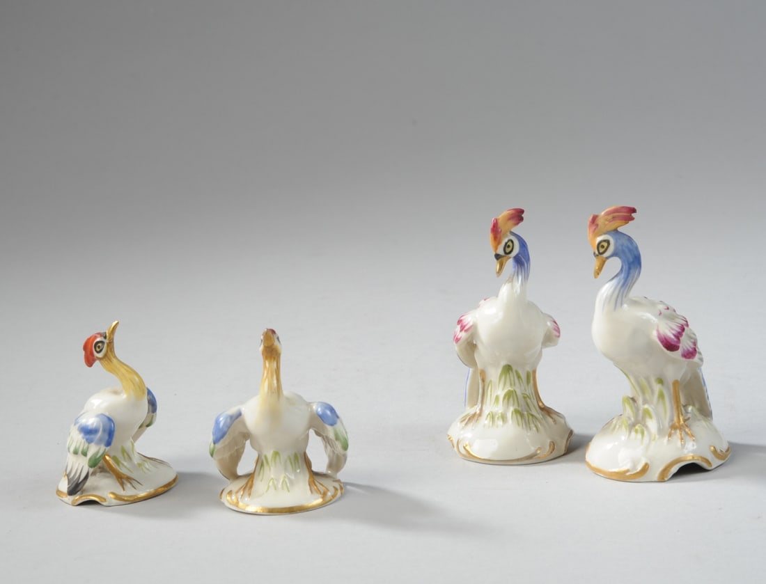 Four Small German Hand Painted Porcelain Birds (1 of 5)