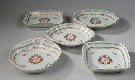 5 Samson Chinese Export Armorial Serving Dishes