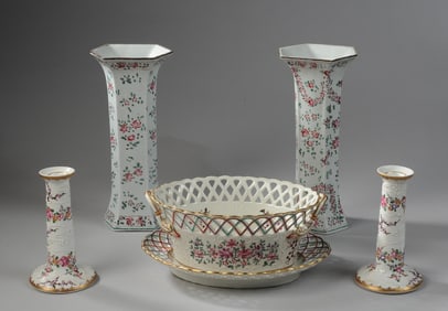 Samson Fruit Basket & Plate, Vase Pair, +