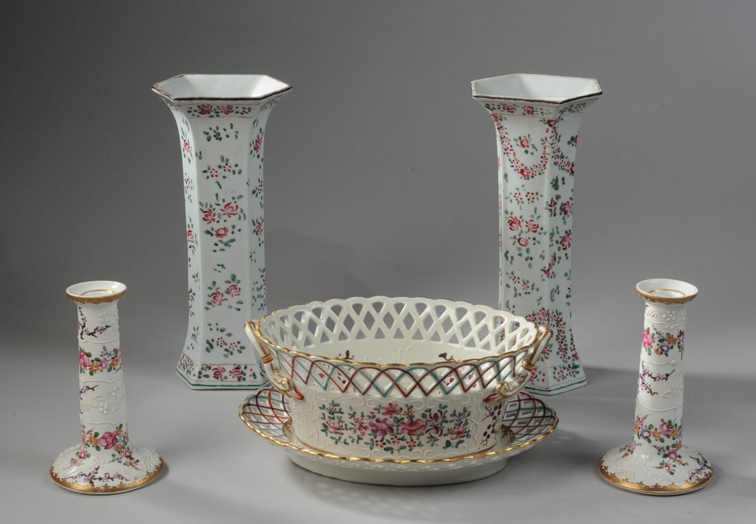 Samson Fruit Basket & Plate, Vase Pair, + (1 of 12)