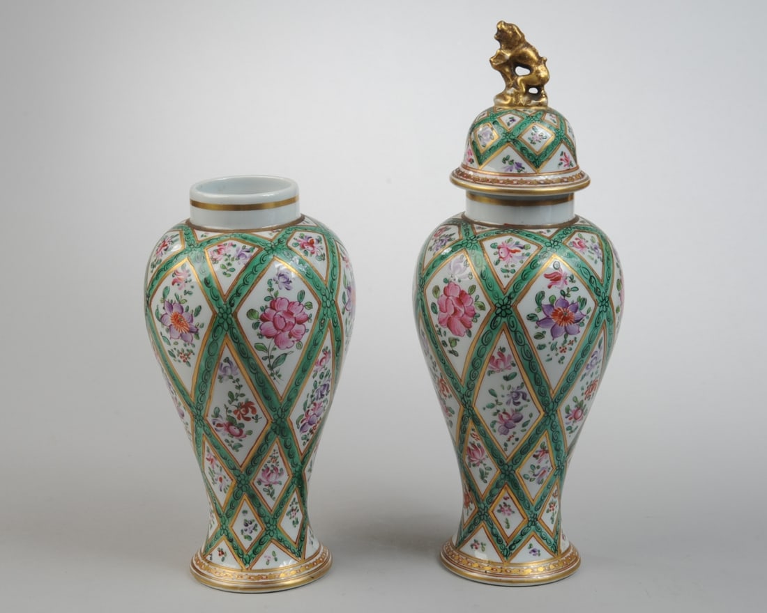 Pair 19th C. Edme Samson 18th C. Style Vases (1 of 7)