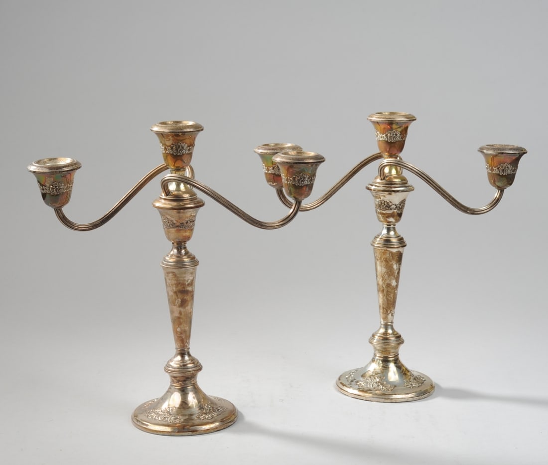 Pair of Gorham Weighted Sterling 3-Arm Candelabra (1 of 6)