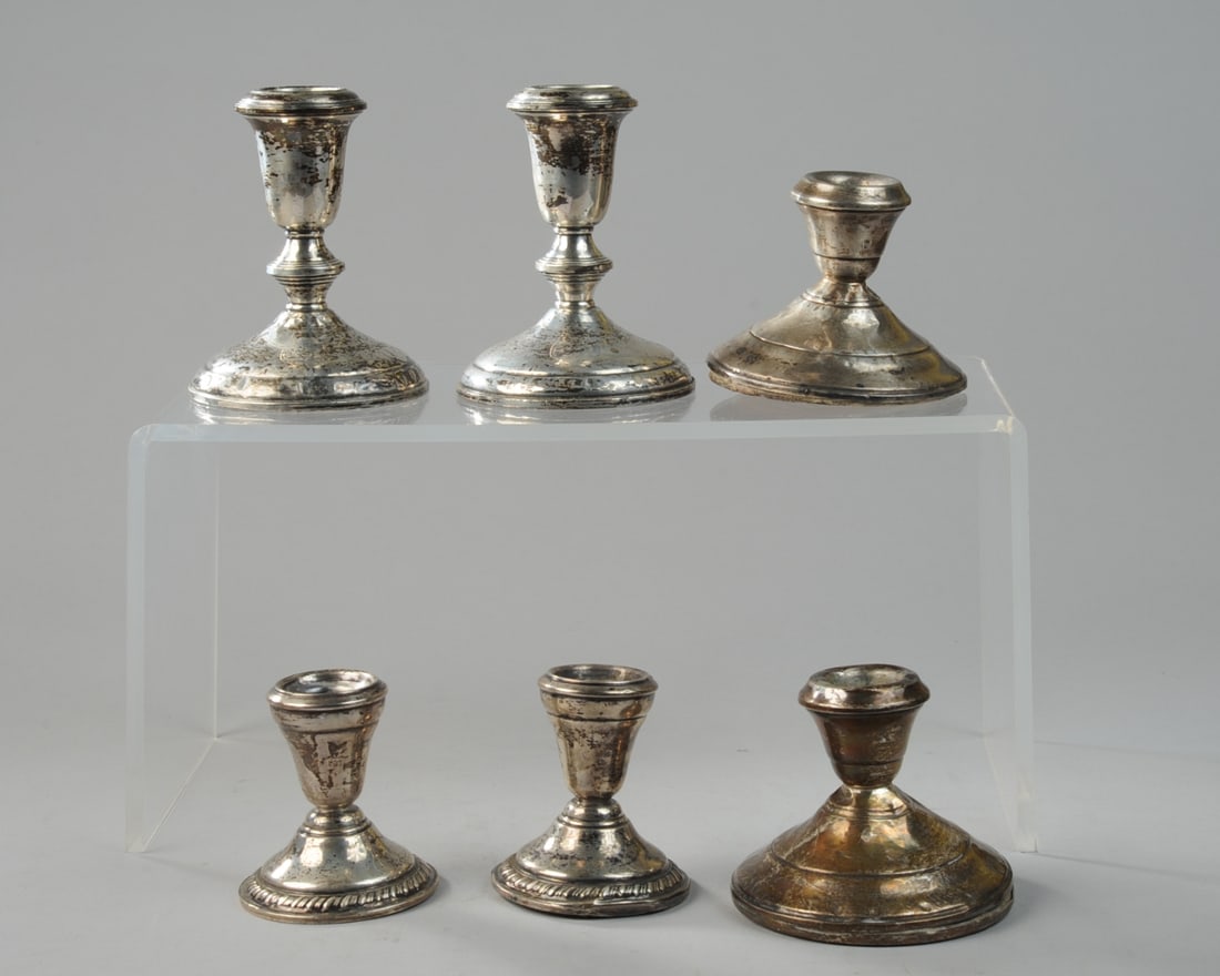 Mixed Group Weighted Sterling Silver Candlesticks (1 of 1)