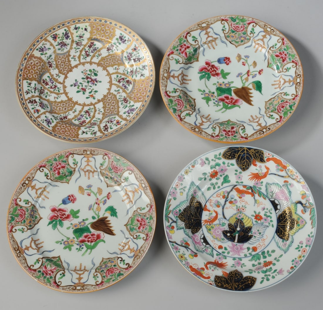Lot of Four 18th C. Qianlong Chinese Export Plates (1 of 11)