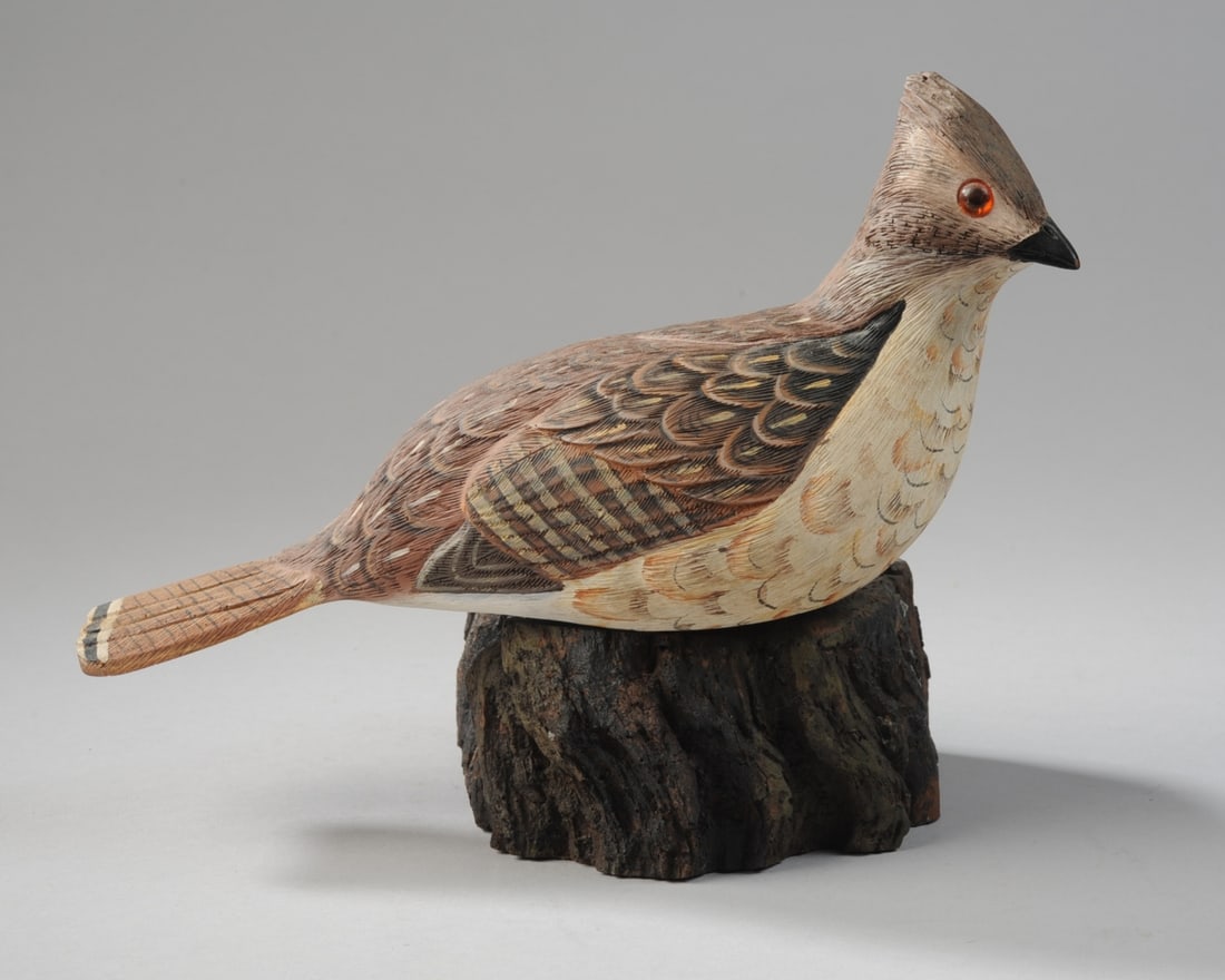 Carved and Painted Ruffed Grouse, Signed (1 of 7)