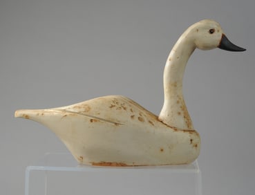 Carved and Painted Wooden Swan