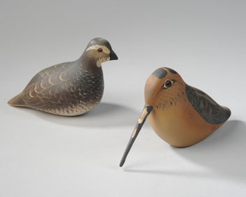 Carved & Painted Woodcock and Quail