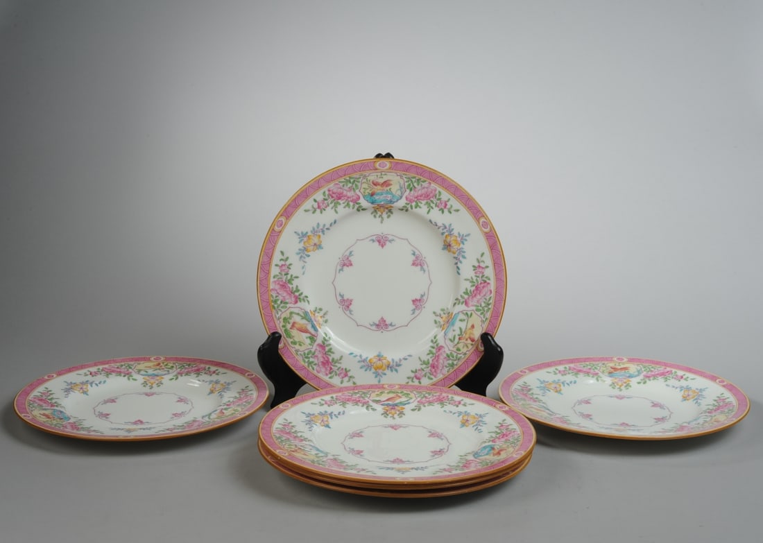 Six Mintons Plates, Chinoiserie Bird & Floral (1 of 5)