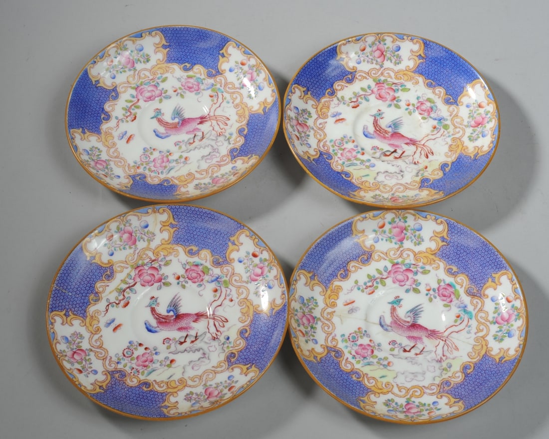 Four Mintons Cockatrice Porcelain Saucers (1 of 5)