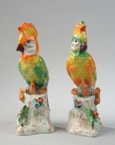 Pair of German Porcelain Parrots