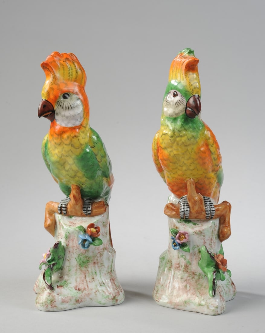 Pair of German Porcelain Parrots (1 of 10)