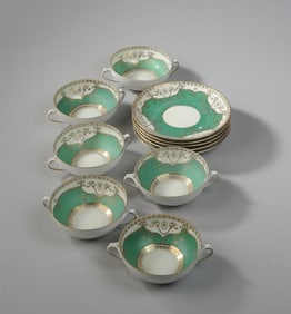 6 Czechoslovak Bouillon Cups & Saucers
